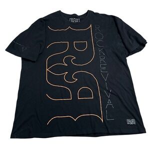 Y2K Rock Revival Graphic T-Shirt Logo Spellout Black Streetwear Sz-M Made in USA